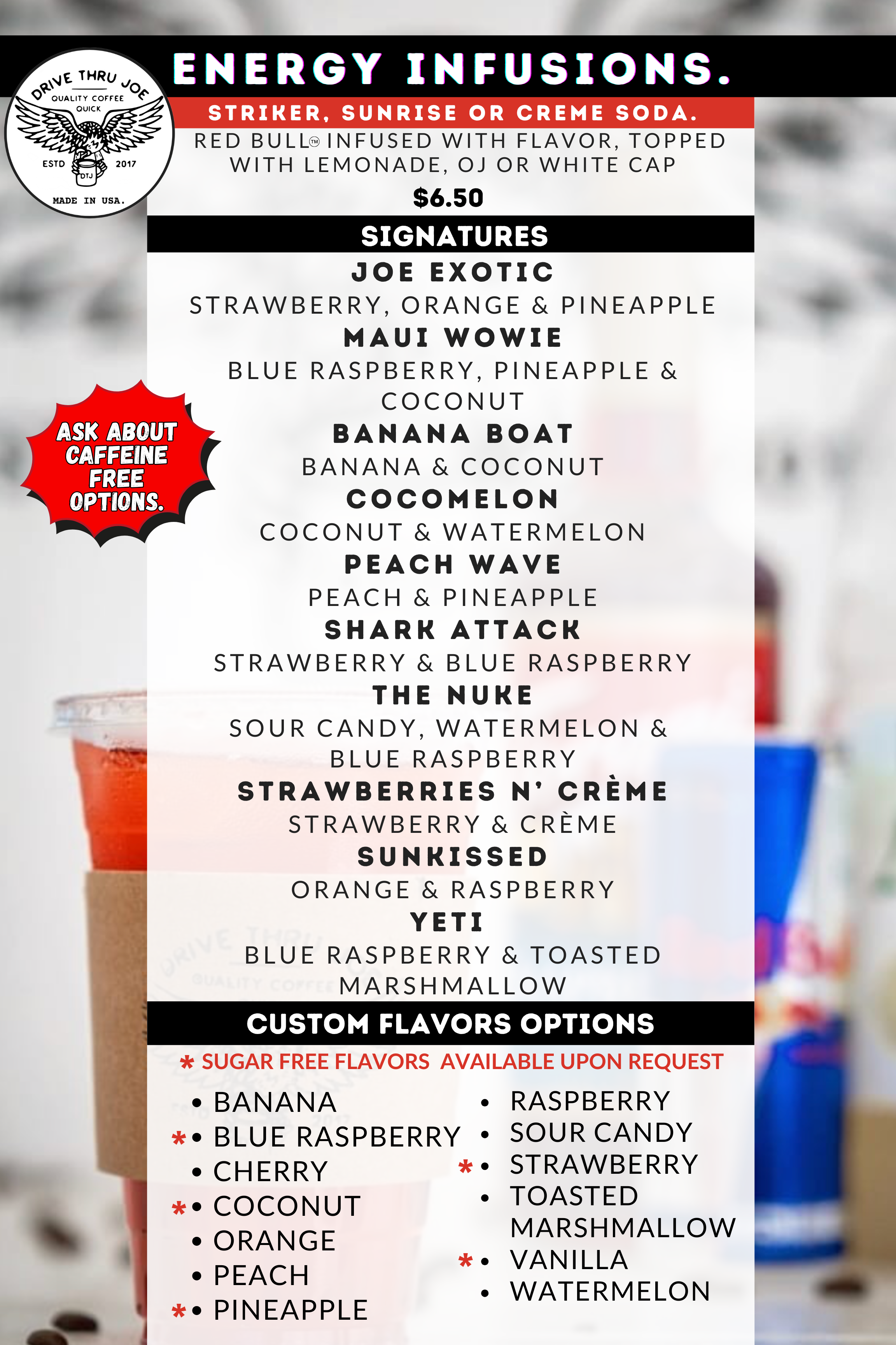 Our Menu | Drive Thru Joe